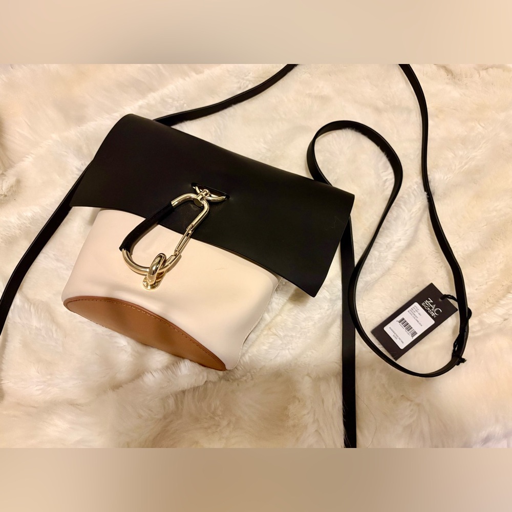 Sold - NWT $295 Zac Posen colorblock cream black brown bag